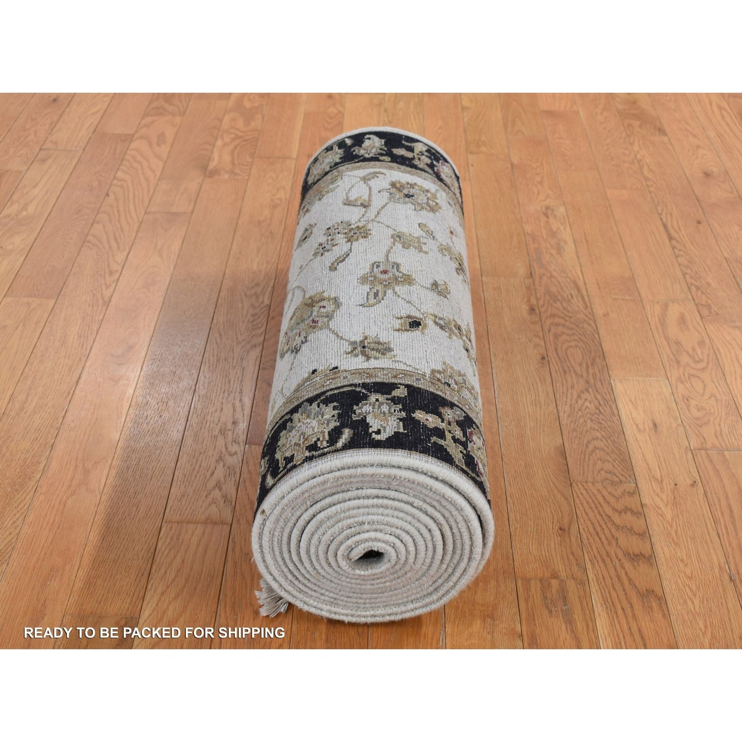 2'7"X16' Ivory Half Wool And Half Silk Runner Rajasthan Hand Knotted Rug