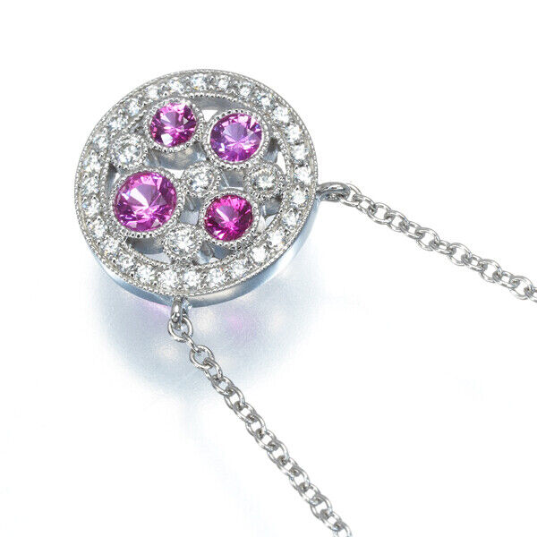 Tiffany&Co. Necklace Pink Sapphire Diamond Cobblestone 950 Platinum
