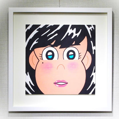 Jun Oson Original Painting "Face" Japan Signed Framed Acrylic On Paper