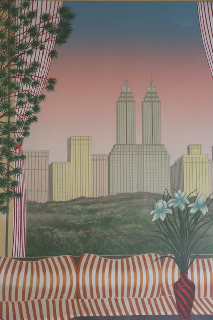 Fanch Ledan (France) - Skyscrapers Original Lithograph Signed Framed Limited 150