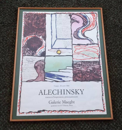 Pierre Alechinsky 1980 Galerie Maeght Exhibition Poster Framed Vintage France
