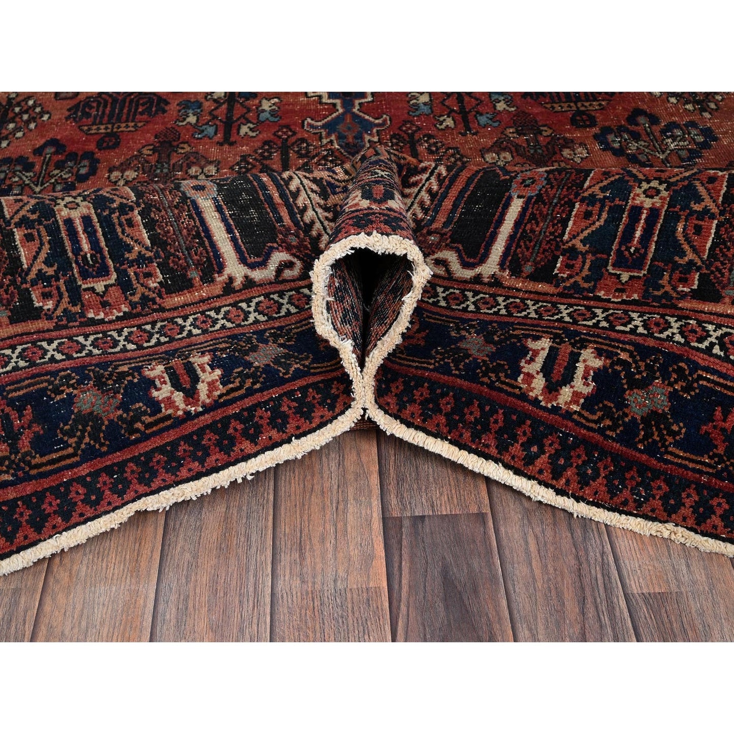 9'X12'5" Copper Red Vintage Zoroastrian Hand Knotted Pure Wool Clean Rug