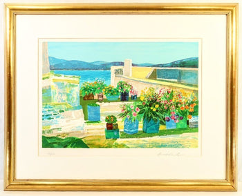 Jean Pierre Pophillat Lithograph Flower-Adorned Terrace Signed Limited 200