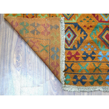 4'3"X6' Tribal Design Hand Made Pure Wool Colorful Afghan Village Rug
