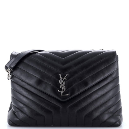 Saint Laurent Loulou Shoulder Bag Matelasse Chevron Leather Large
