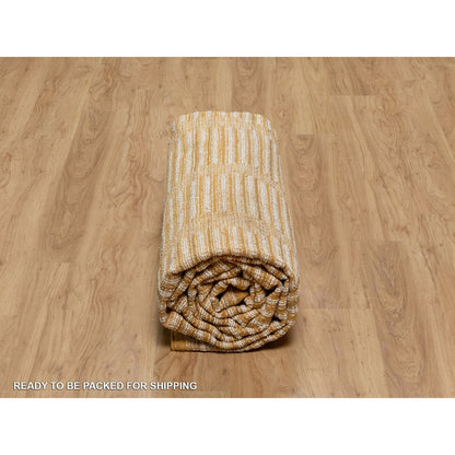 9'X12'1" Ivory Flat Weave With Pile Rug Natural Wool Hand Woven Oriental