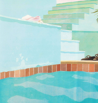 Green DAVID HOCKNEY Pool and Steps 33.5" x 24.5" Poster 2021 Pop Art Red Blue