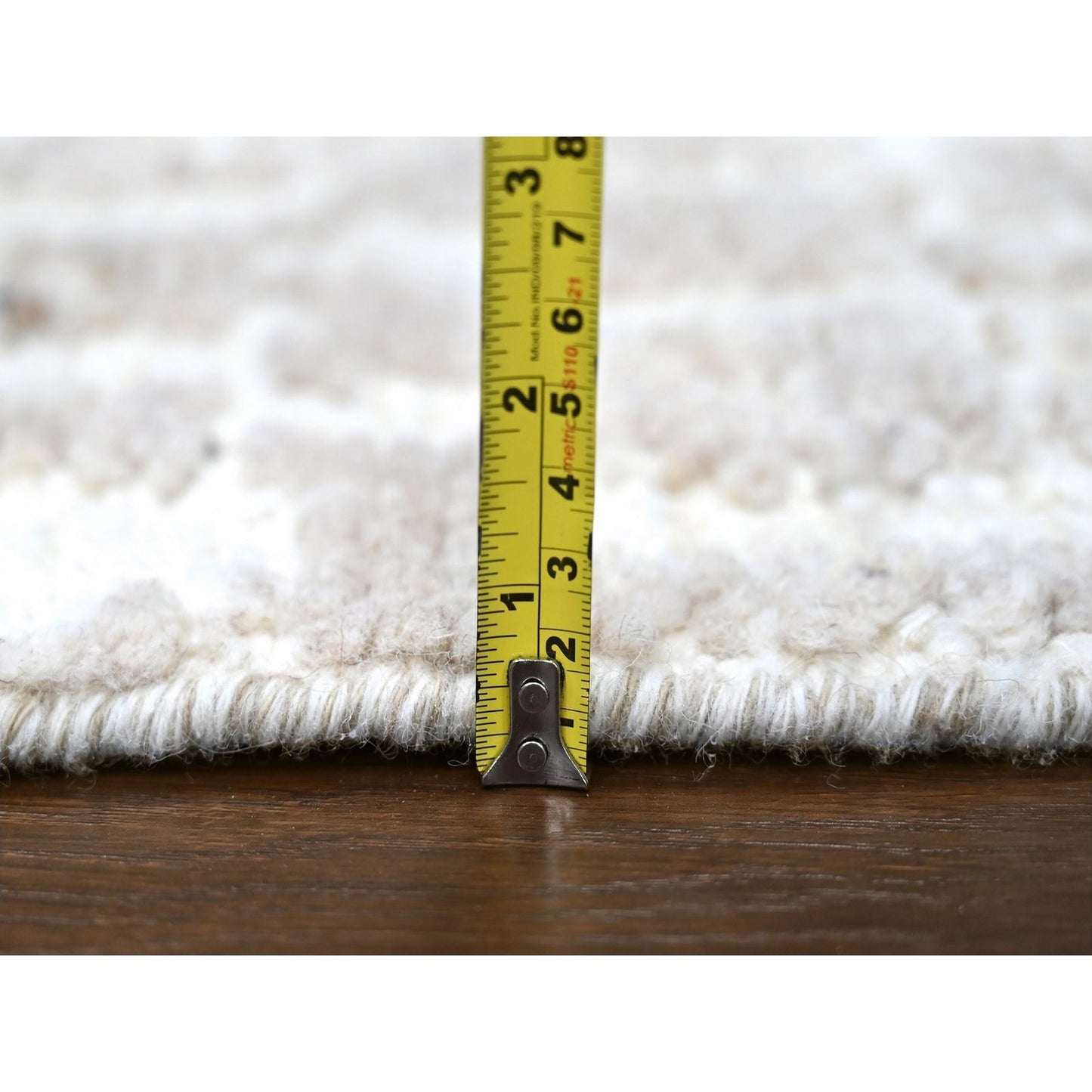 Rug 2'x3' Ivory Minimalist Swedish Design Hand Knotted Wool Sample Mat