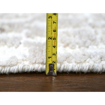 Rug 2'x3' Ivory Minimalist Swedish Design Hand Knotted Wool Sample Mat