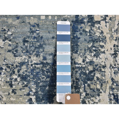 3'1"X5'1" Abstract Design Hi-Low Pile Wool And Pure Silk Hand Knotted Rug