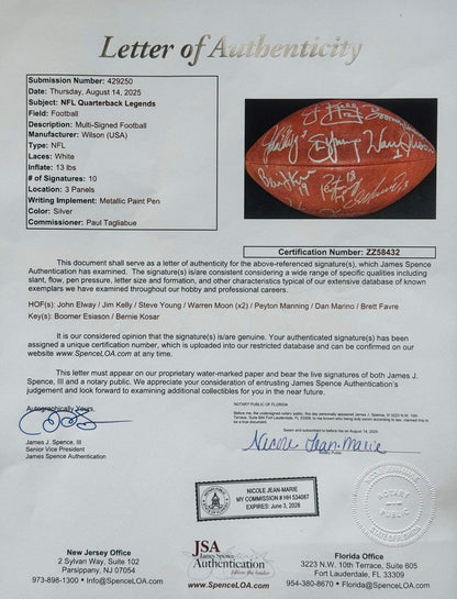 Nfl Quarterback Legends Autographed Official