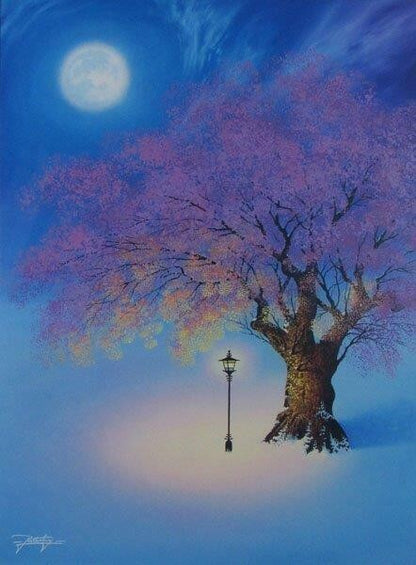 Jon Rattenbury Original Acrylic Painting On Canvas Signed Framed "Sakura Winter"