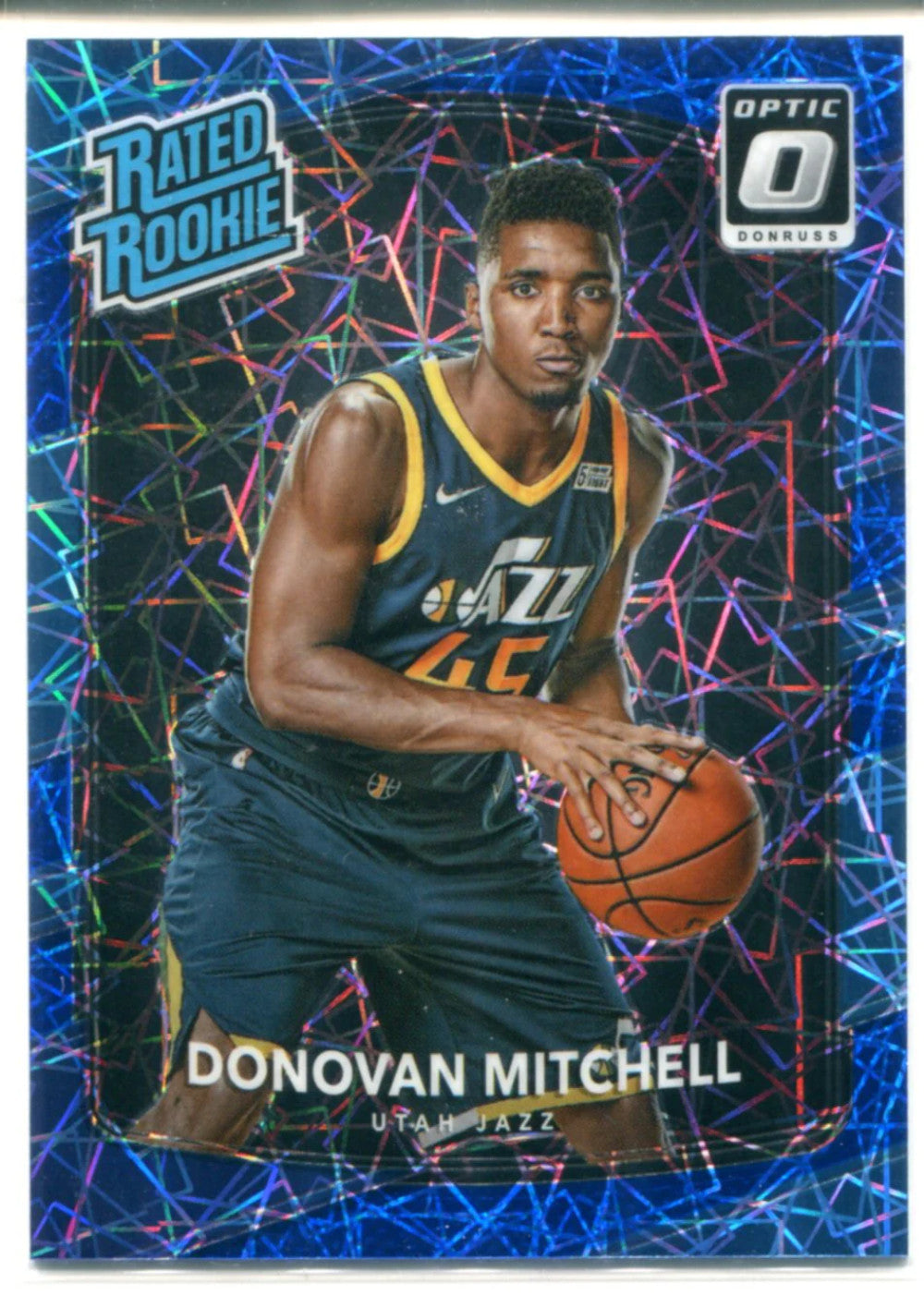Donovan Mitchell 2017-18 Panini Donruss Optic Blue Velocity Rated Rookie Card #1