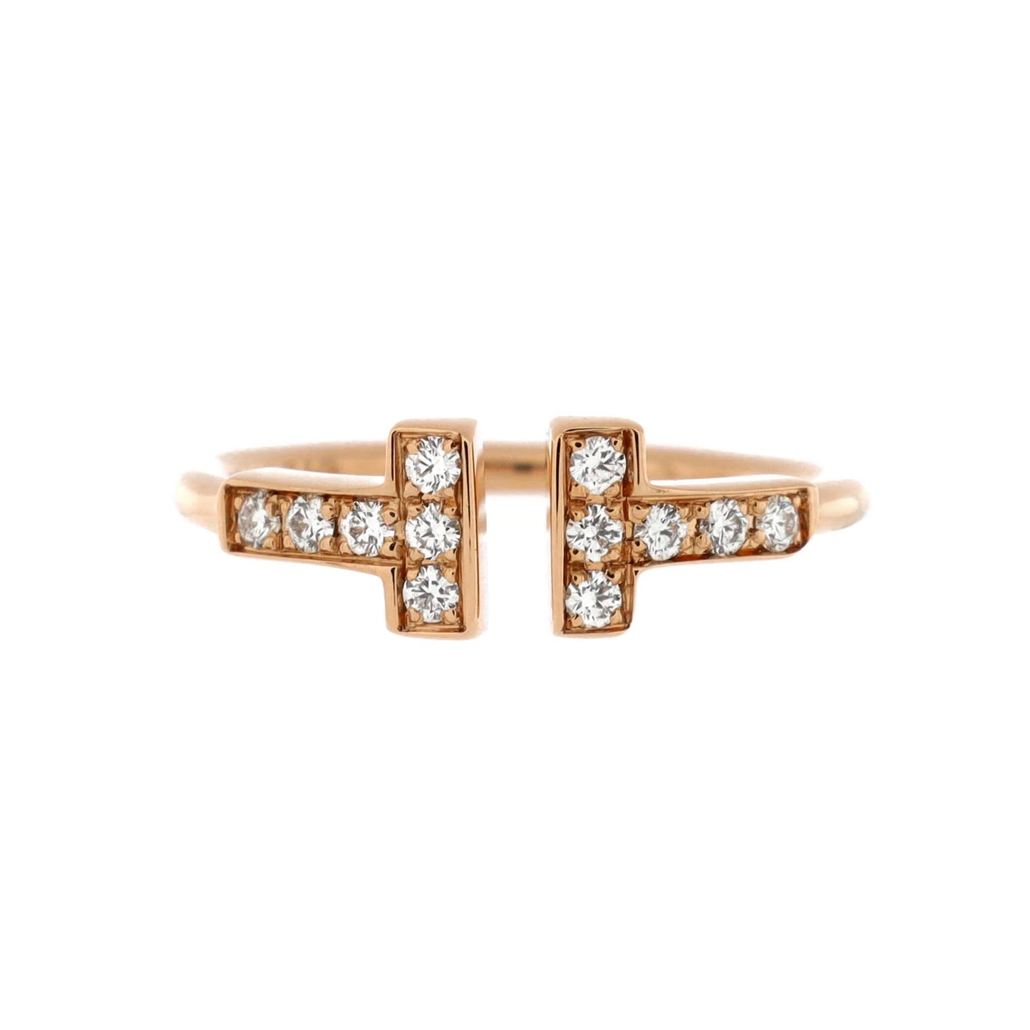 Tiffany & Co. T Wire Ring 18K Rose Gold With Diamonds