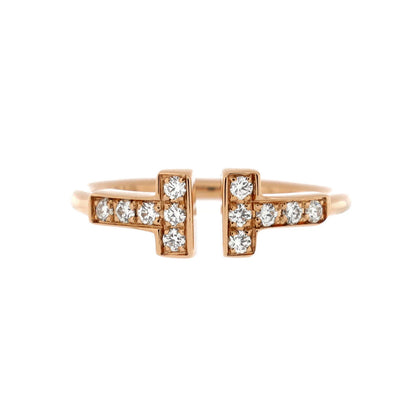 Tiffany & Co. T Wire Ring 18K Rose Gold With Diamonds