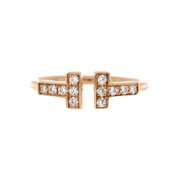 Tiffany & Co. T Wire Ring 18K Rose Gold With Diamonds