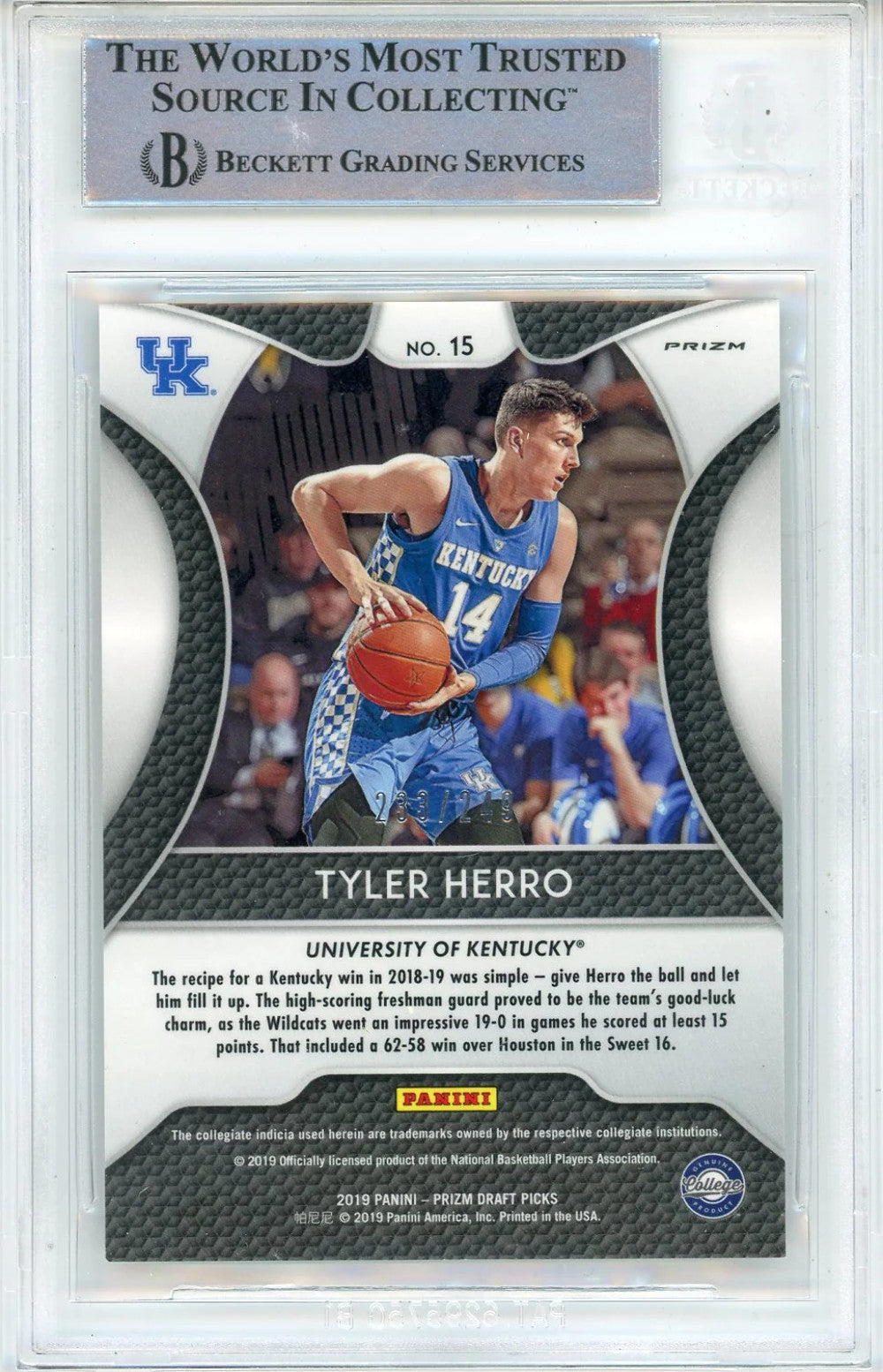 Tyler Herro Autographed 2019-20 Panini Prizm Draft Picks Green & Yellow Prizm Ro