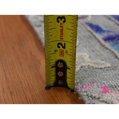 2'X3'2" Gray Oushak Design Silk With Wool Hand Knotted Sample Mat Rug