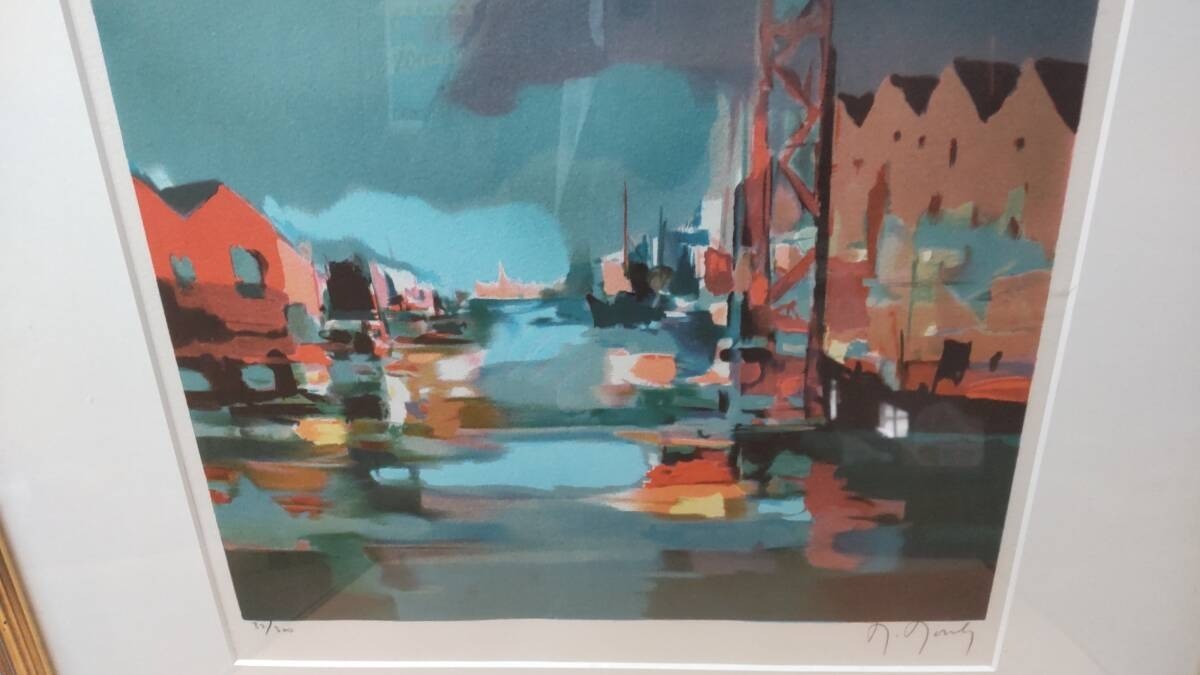 Marcel Mouly "View Of The Harbor" Original Lithograph Signed, Limited Edition