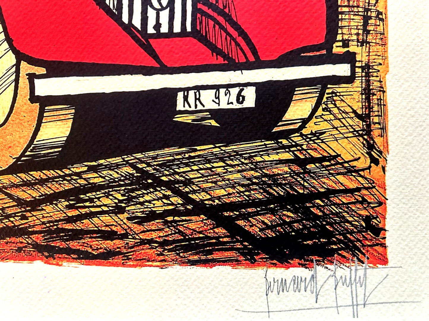 Bernard Buffet 'Rolls Royce' Certified Lithograph Coa Signed Op Numbered