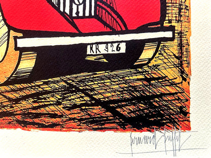 Bernard Buffet 'Rolls Royce' Certified Lithograph Coa Signed Op Numbered