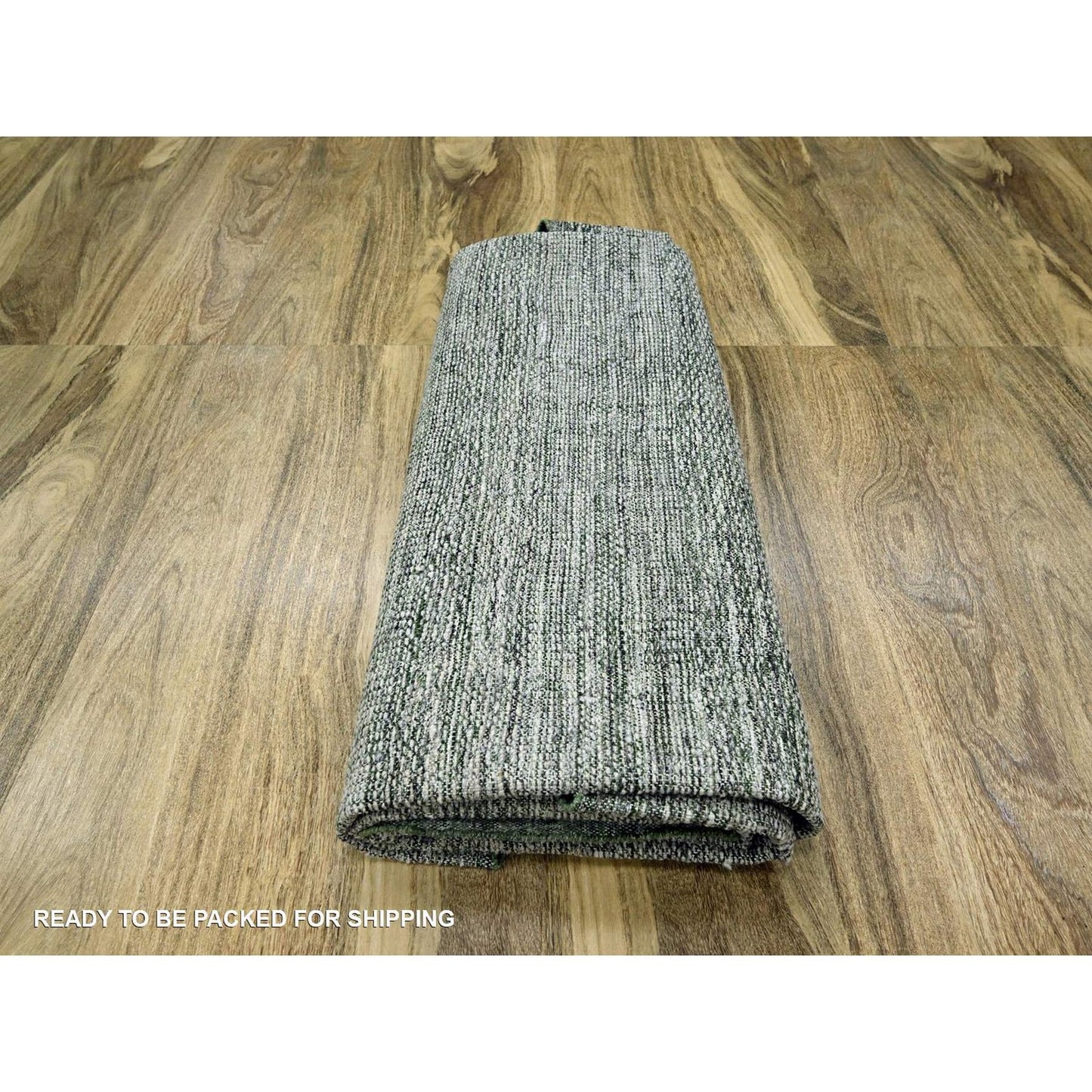 10'X10' Green Wool Round Rug Hand Knotted Oxidized Grass Design Oriental