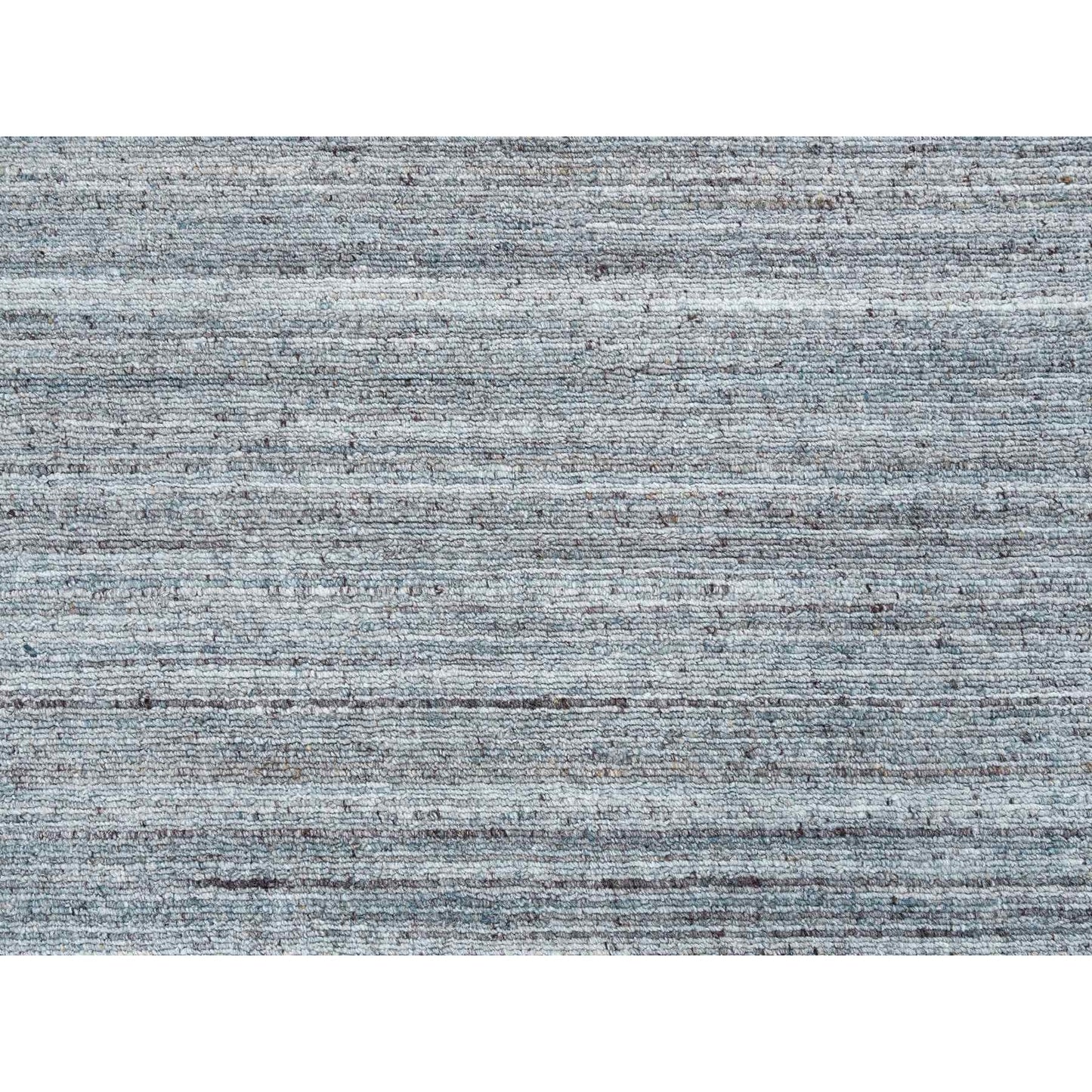 8'1"X8'1" Gray Wool Hand Loomed Modern Striae Design Square Oriental Rug