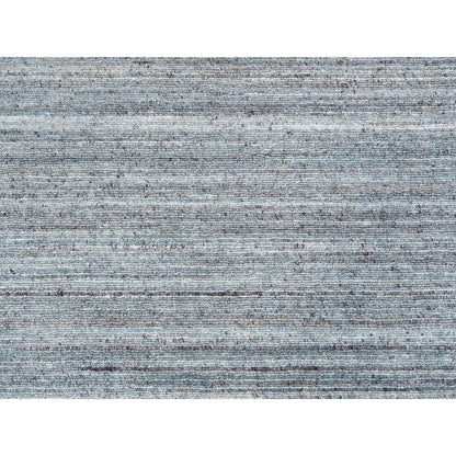 8'1"X8'1" Gray Wool Hand Loomed Modern Striae Design Square Oriental Rug