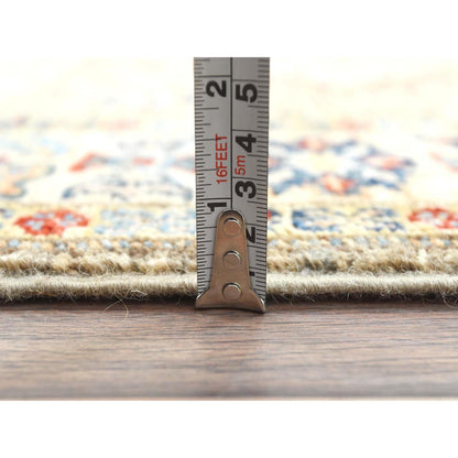 2'10"X8'3" Ecru Color Wool Hand Knotted Afghan Super Kazak Runner Rug