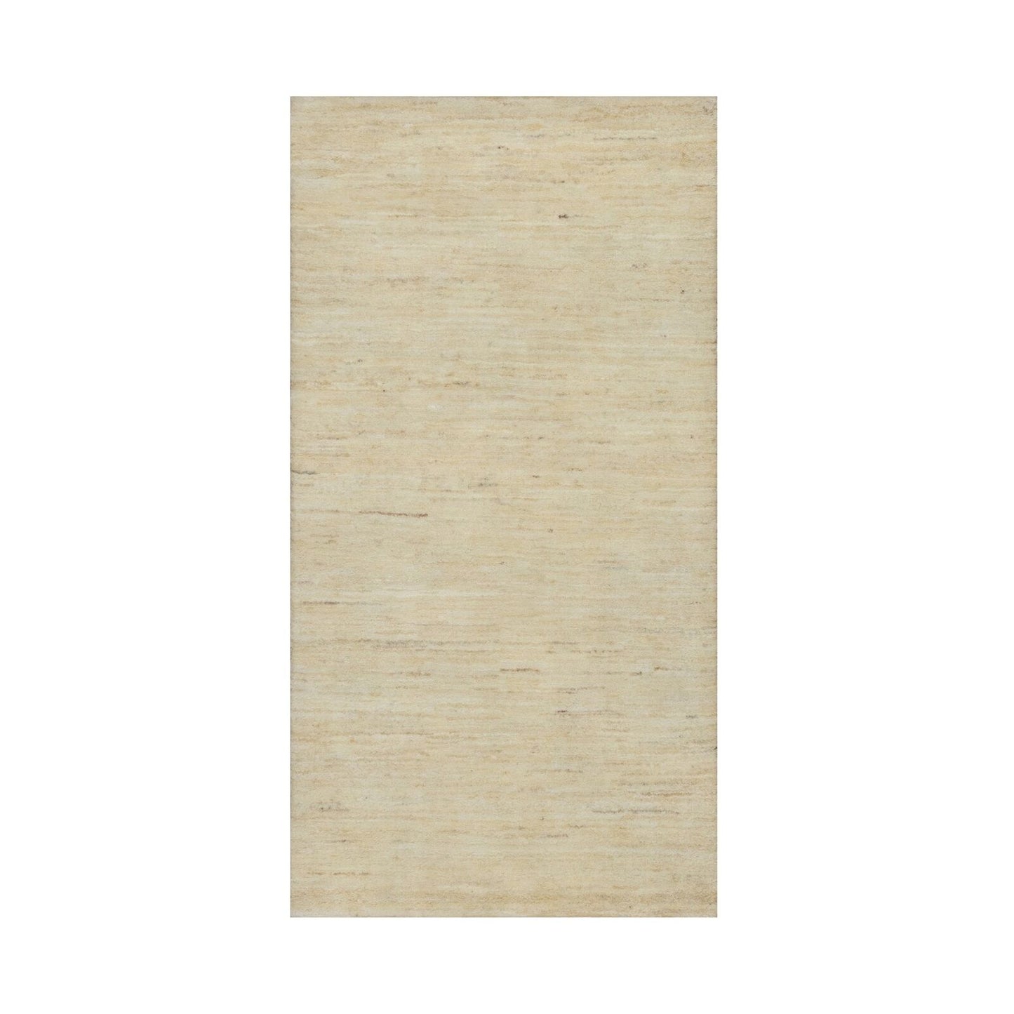 2'4"X11'6" White Plain Design Modern Pure Wool Hand Knotted Runner Rug