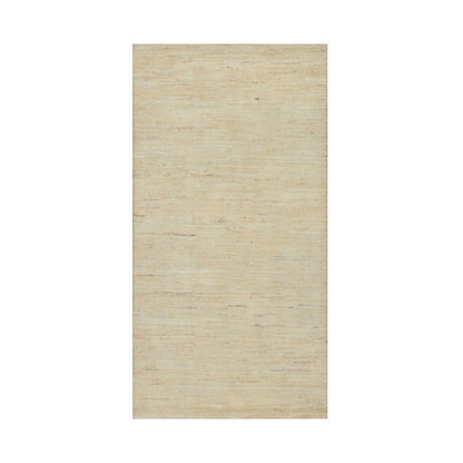 2'4"X11'6" White Plain Design Modern Pure Wool Hand Knotted Runner Rug