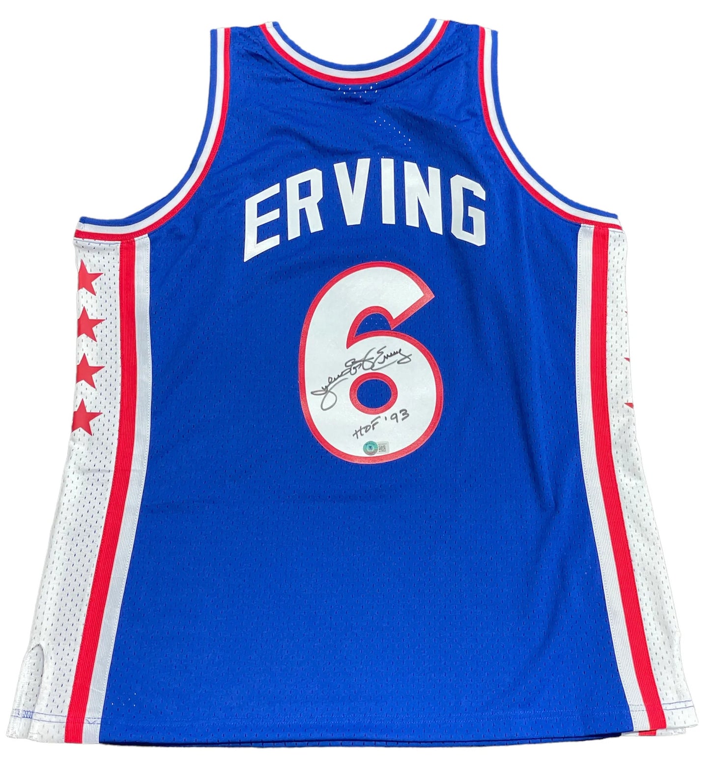 Julius Erving "Hof 93" Autographed Philadelphia 76Ers Mitchell & Ness Blue Jerse