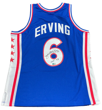 Julius Erving "Hof 93" Autographed Philadelphia 76Ers Mitchell & Ness Blue Jerse