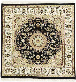 Small Oriental Decor Black Floral 3X3 Indo-Nain