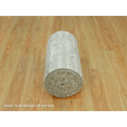 2'6"X31'8" Gray Wool Undyed Modern Hand Knotted Hand Spun Xl Runner Rug