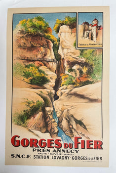 Gorges Du Fier Lake Annecy Sncf Original Vintage Poster 1950 Rare !!