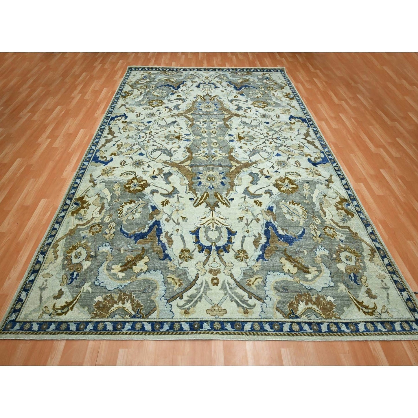 Rug 9'2"x12'3" Chiffon White Polonaise Czartoryski Hand Knotted 100% Wool