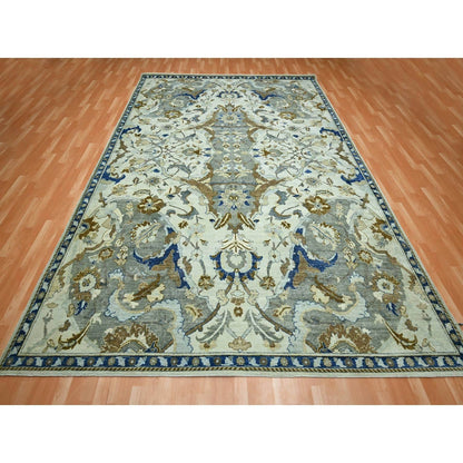 Rug 9'2"x12'3" Chiffon White Polonaise Czartoryski Hand Knotted 100% Wool