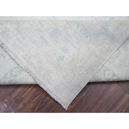 8'X9'7" Ivory Natural Wool Hand Knotted White Wash Peshawar Rug