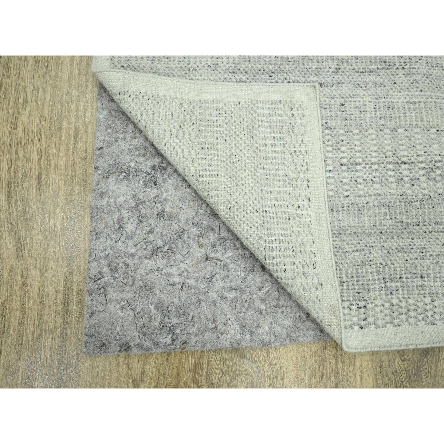 2'6"X8'1" Gray Hand Knotted Rug 100% Wool Oxidized Grass Design Runner