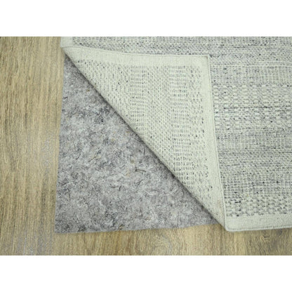 2'6"X8'1" Gray Hand Knotted Rug 100% Wool Oxidized Grass Design Runner