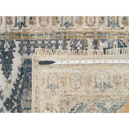 2'7"X21'7" Floral White Wool Hand Knotted Reimagined Viss Xl Runner Rug