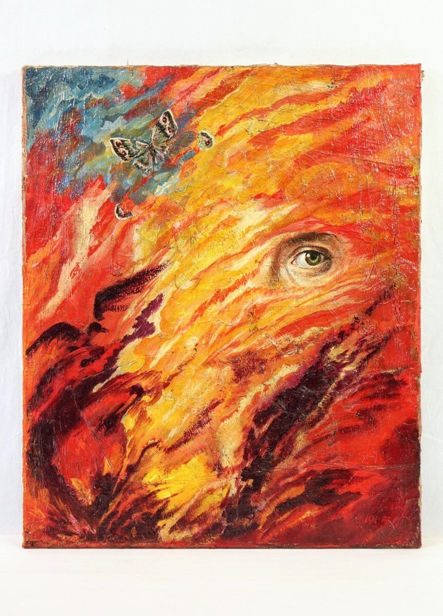 E.E. Druzhinina 1995 Original Oil Painting "Solaris" Signed & Titled on Reverse