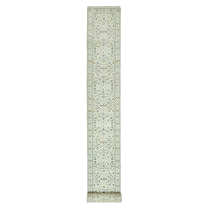 2'8"X21'8" Cloud Nine White Nain Wool 250 Kpsi Hand Knotted Xl Runner Rug