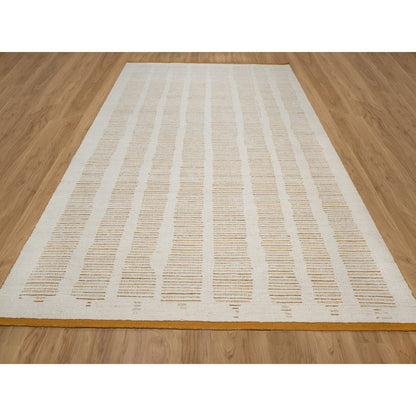 9'X12'1" Ivory Flat Weave With Pile Rug Natural Wool Hand Woven Oriental