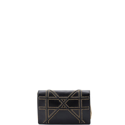 Leather Christian Dior Diorama Wallet on Chain Studded