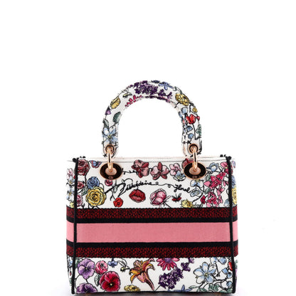 Christian Dior Lady D-Lite Bag Embroidered Canvas Medium