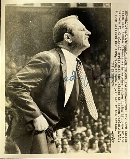 Red Holzman Autographed / Signed Original Black & White Wire Photo