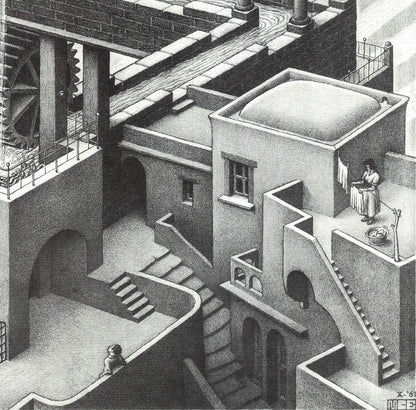 Surrealism M.C. ESCHER Waterfall 25.75" x 21.75" Offset Lithograph