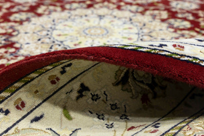 6X6 Ft Square Red Floral Indo-Nain Rug Classic